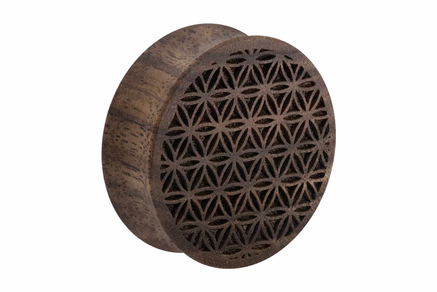 Holz Double Flared Plug BLUME DES LEBENS ++SALE++ von Piercingline